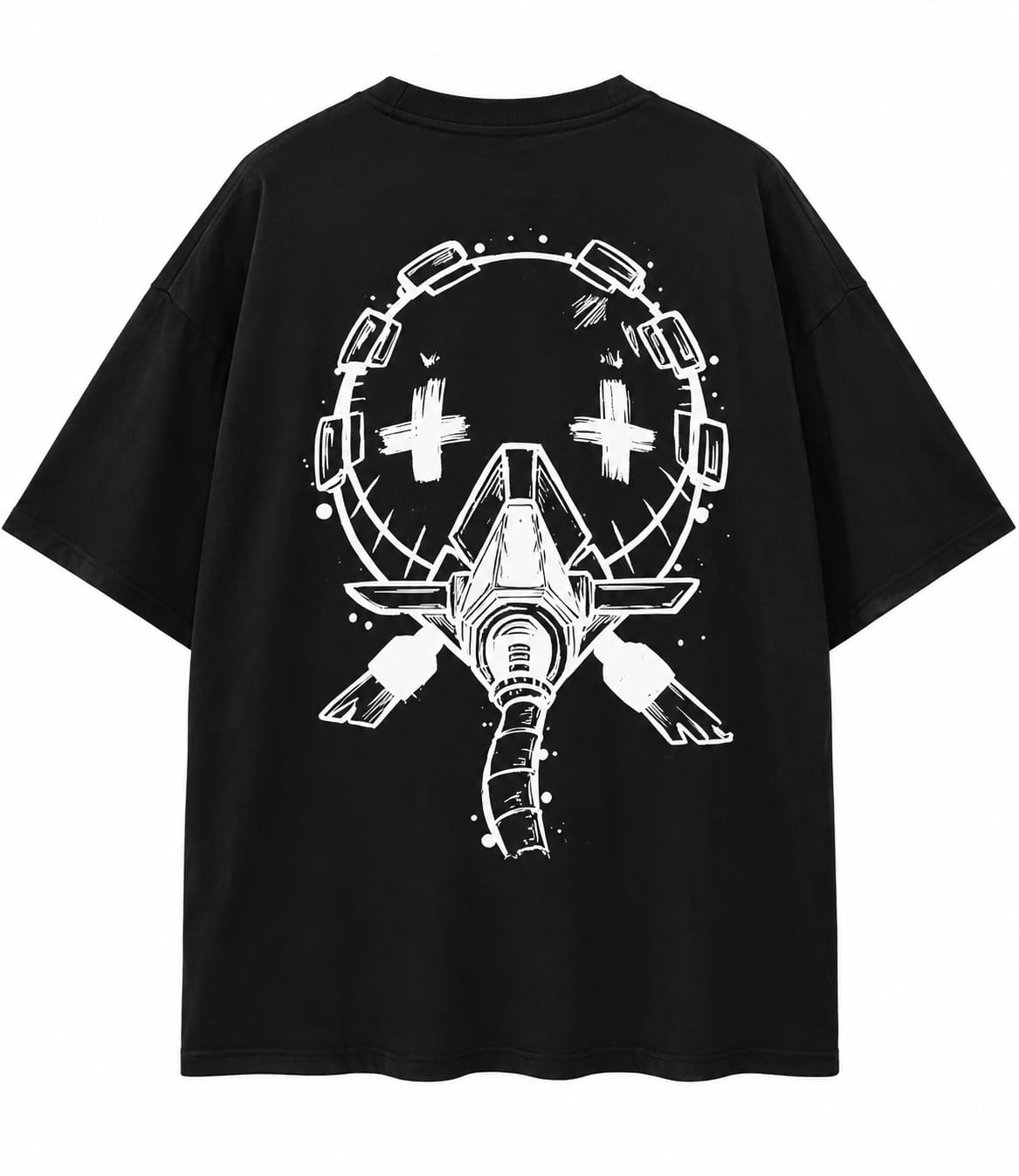 Void Breath oversized tee gas mask sketch back graphic streetwear